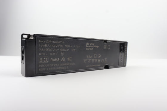 60W 24V Ultra Thin Constant Voltage Power Supply LED Driver Untuk Memutar